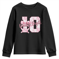 10th Birthday Youth Sweatshirt Double Digits Pink Coquette Bow 10 Year Old Aesthetic