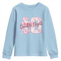 10th Birthday Youth Sweatshirt Double Digits Pink Coquette Bow 10 Year Old Aesthetic