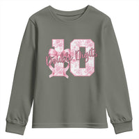 10th Birthday Youth Sweatshirt Double Digits Pink Coquette Bow 10 Year Old Aesthetic