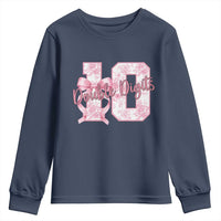10th Birthday Youth Sweatshirt Double Digits Pink Coquette Bow 10 Year Old Aesthetic