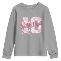10th Birthday Youth Sweatshirt Double Digits Pink Coquette Bow 10 Year Old Aesthetic