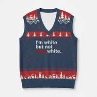 I'm White But Not That White V-Neck Knit Sweater Vest Funny Meme Quote