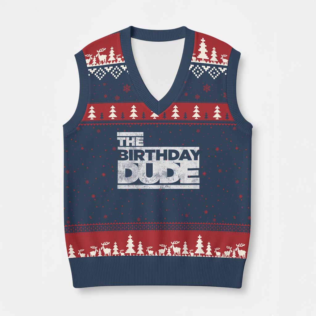 The Birthday Dude V-Neck Knit Sweater Vest Funny Birthday Guy Gift