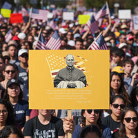 Pope Leo XIV Protest Sign You Cannot Follow Both Christ And The Cruelty Of Kings