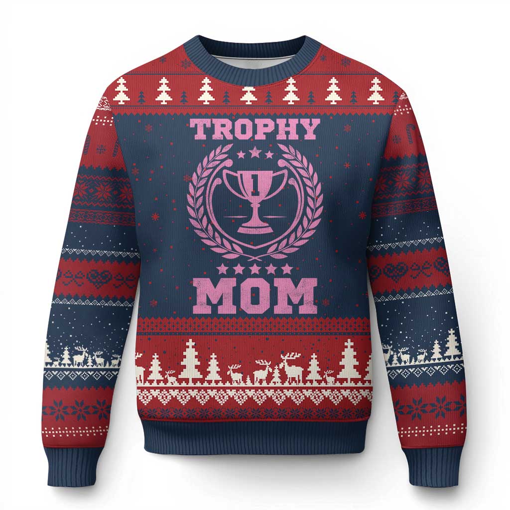 Trophy Mom Ugly Christmas Sweater Number One Mama Funny Mother's Day