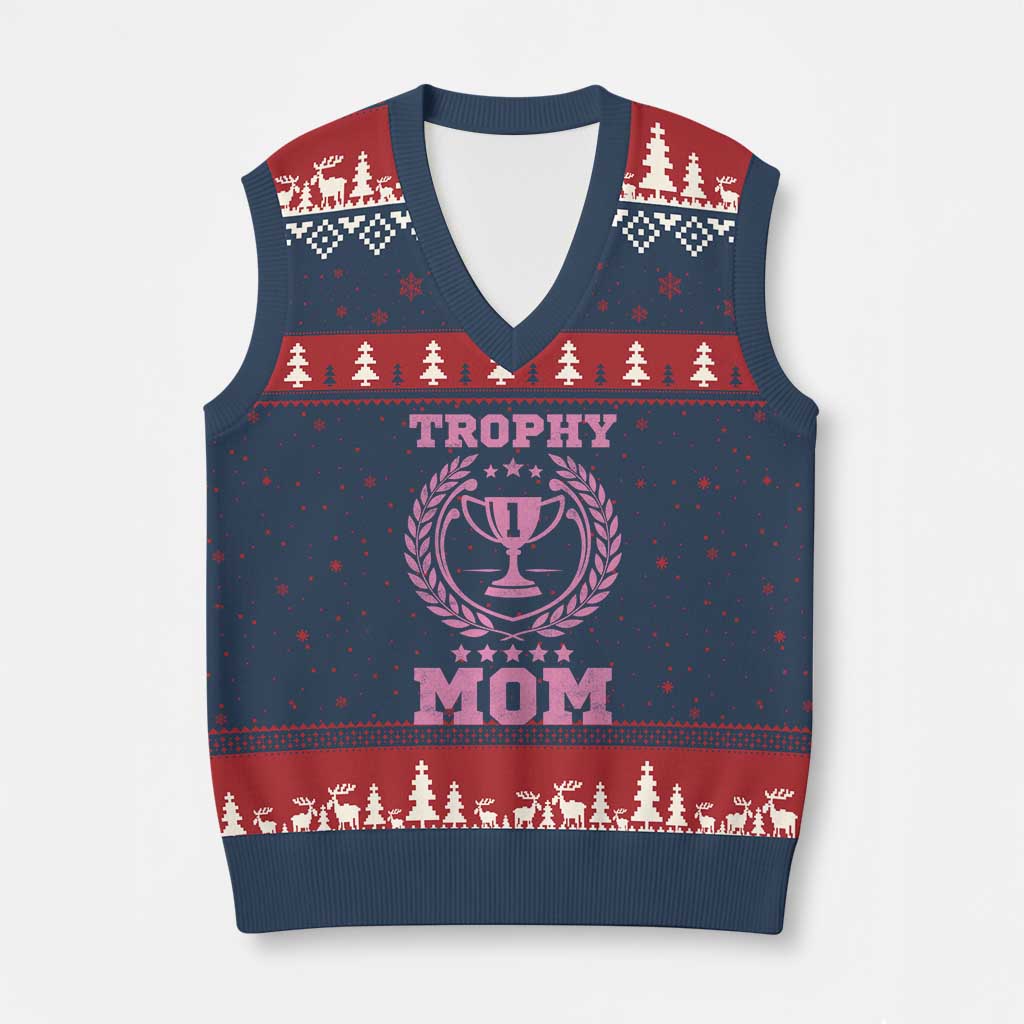 Trophy Mom V-Neck Knit Sweater Vest Number One Mama Funny Mother's Day