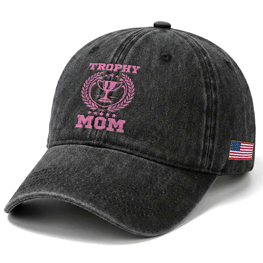 Trophy Mom Washed Cotton Baseball Cap Number One Mama Funny Mother's Day