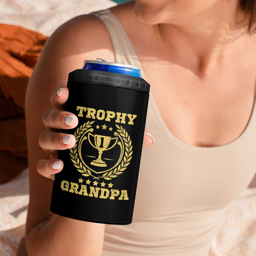 Trophy Grandpa 4 in 1 Can Cooler Tumbler Funny Number One Grandfather