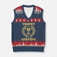 Trophy Grandpa V-Neck Knit Sweater Vest Funny Number One Grandfather