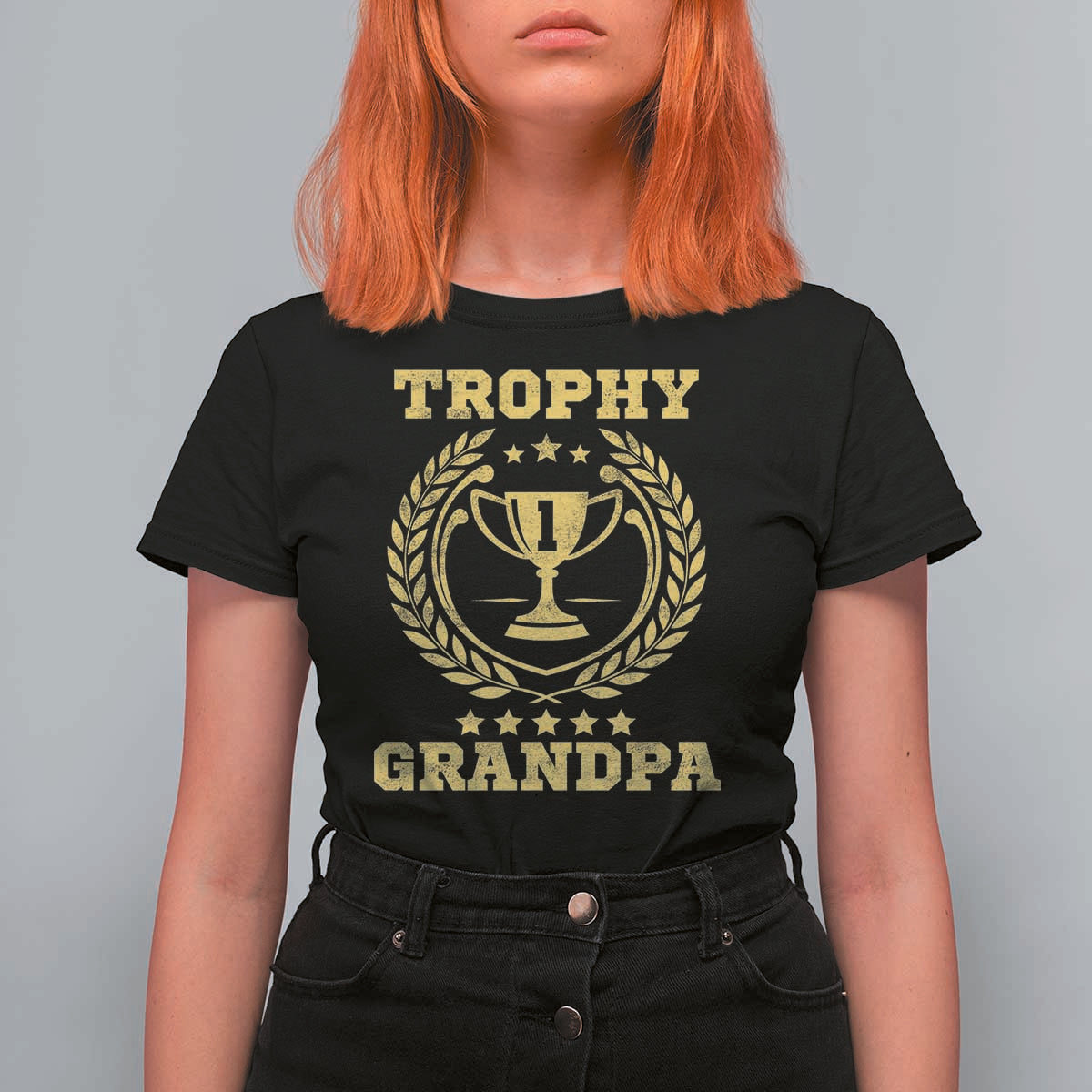 Trophy Grandpa T Shirt For Women Funny Number One Grandfather