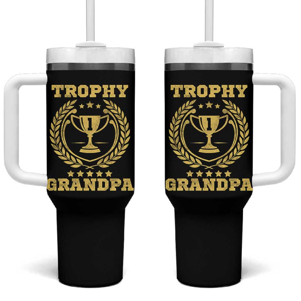 Trophy Grandpa Tumbler With Handle Funny Number One Grandfather