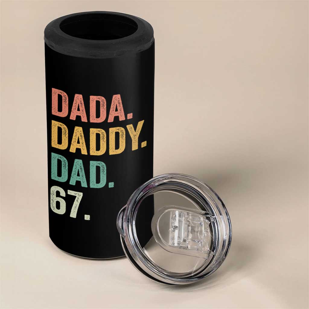 Dada Daddy Dad 67 4 in 1 Can Cooler Tumbler Funny Six Seven Father's Day