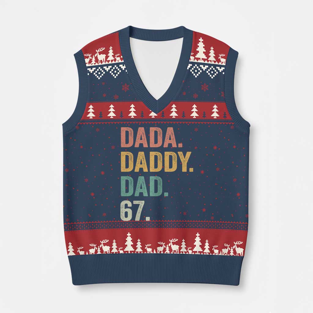 Dada Daddy Dad 67 V-Neck Knit Sweater Vest Funny Six Seven Father's Day