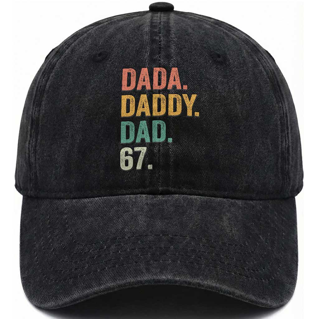 Dada Daddy Dad 67 Washed Cotton Baseball Cap Funny Six Seven Father's Day