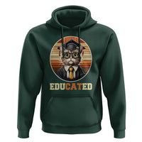 Funny Cat Hoodie Educated Graduation Academic Regalia Cap Gown - Wonder Print Shop