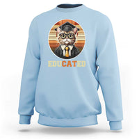 Funny Cat Sweatshirt Educated Graduation Academic Regalia Cap Gown - Wonder Print Shop