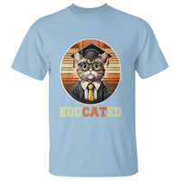 Funny Cat T Shirt Educated Graduation Academic Regalia Cap Gown - Wonder Print Shop