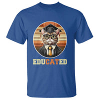 Funny Cat T Shirt Educated Graduation Academic Regalia Cap Gown - Wonder Print Shop