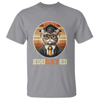 Funny Cat T Shirt Educated Graduation Academic Regalia Cap Gown - Wonder Print Shop