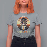 Funny Cat T Shirt For Women Educated Graduation Academic Regalia Cap Gown - Wonder Print Shop