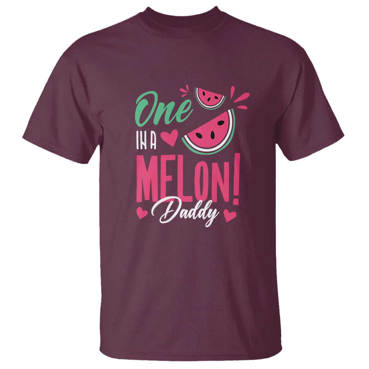 Dad T Shirt One In A Melon Daddy Birthday Funny Watermelon Summer Vacation - Wonder Print Shop