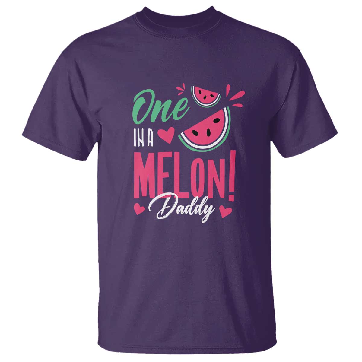 Dad T Shirt One In A Melon Daddy Birthday Funny Watermelon Summer Vacation - Wonder Print Shop