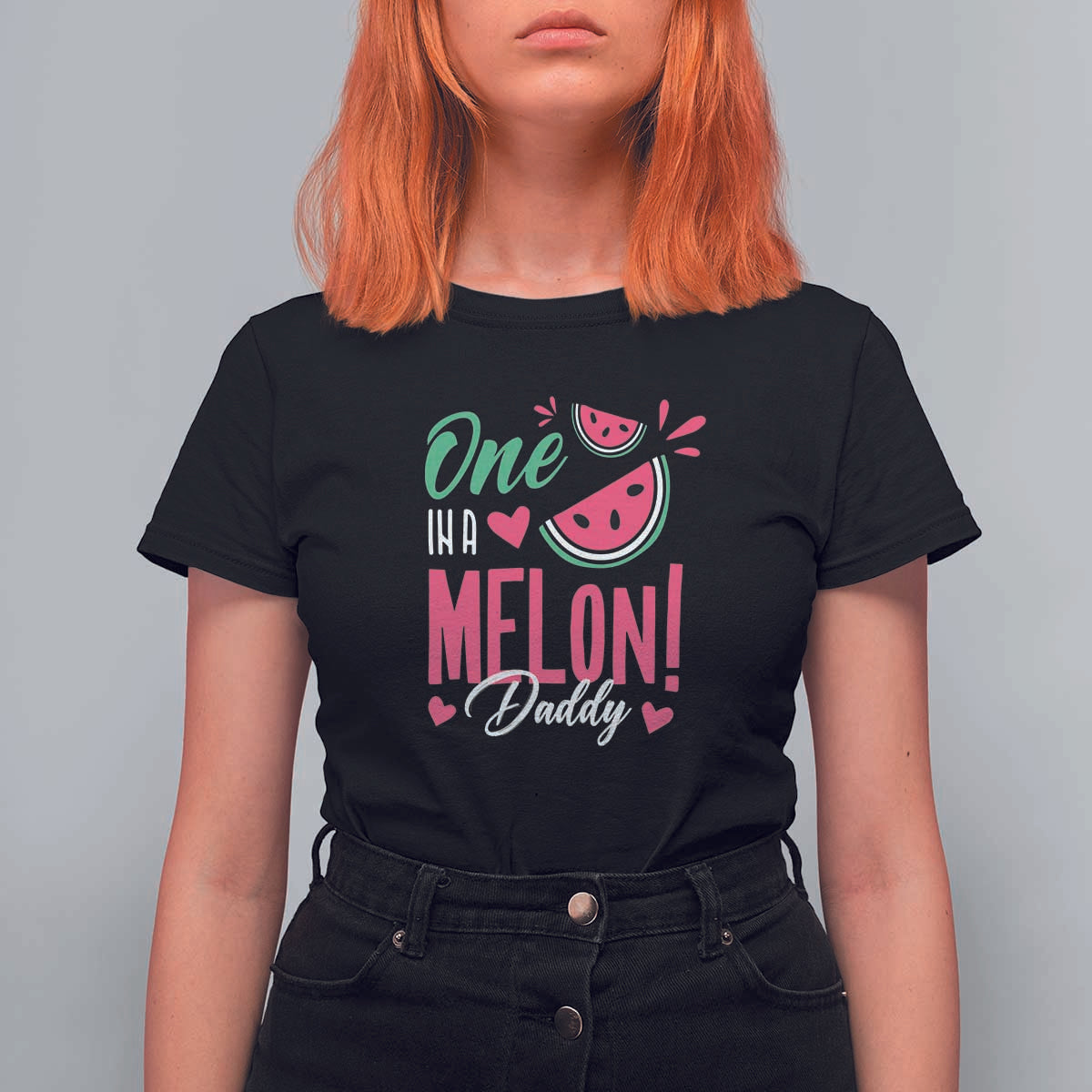 Dad T Shirt For Women One In A Melon Daddy Birthday Funny Watermelon Summer Vacation - Wonder Print Shop