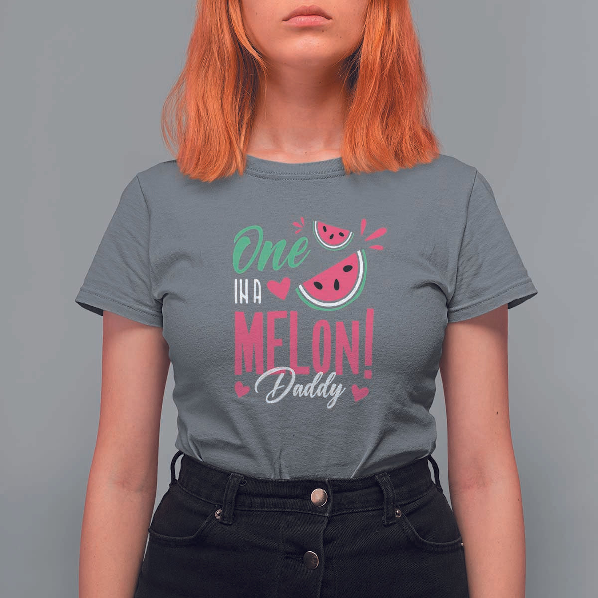 Dad T Shirt For Women One In A Melon Daddy Birthday Funny Watermelon Summer Vacation - Wonder Print Shop
