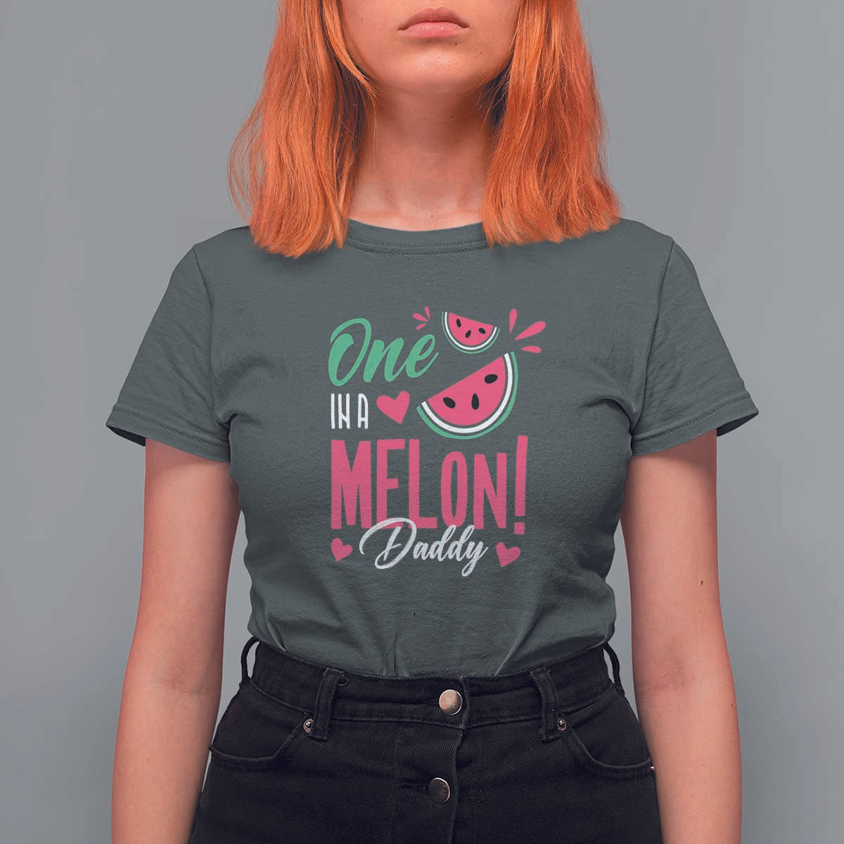Dad T Shirt For Women One In A Melon Daddy Birthday Funny Watermelon Summer Vacation - Wonder Print Shop