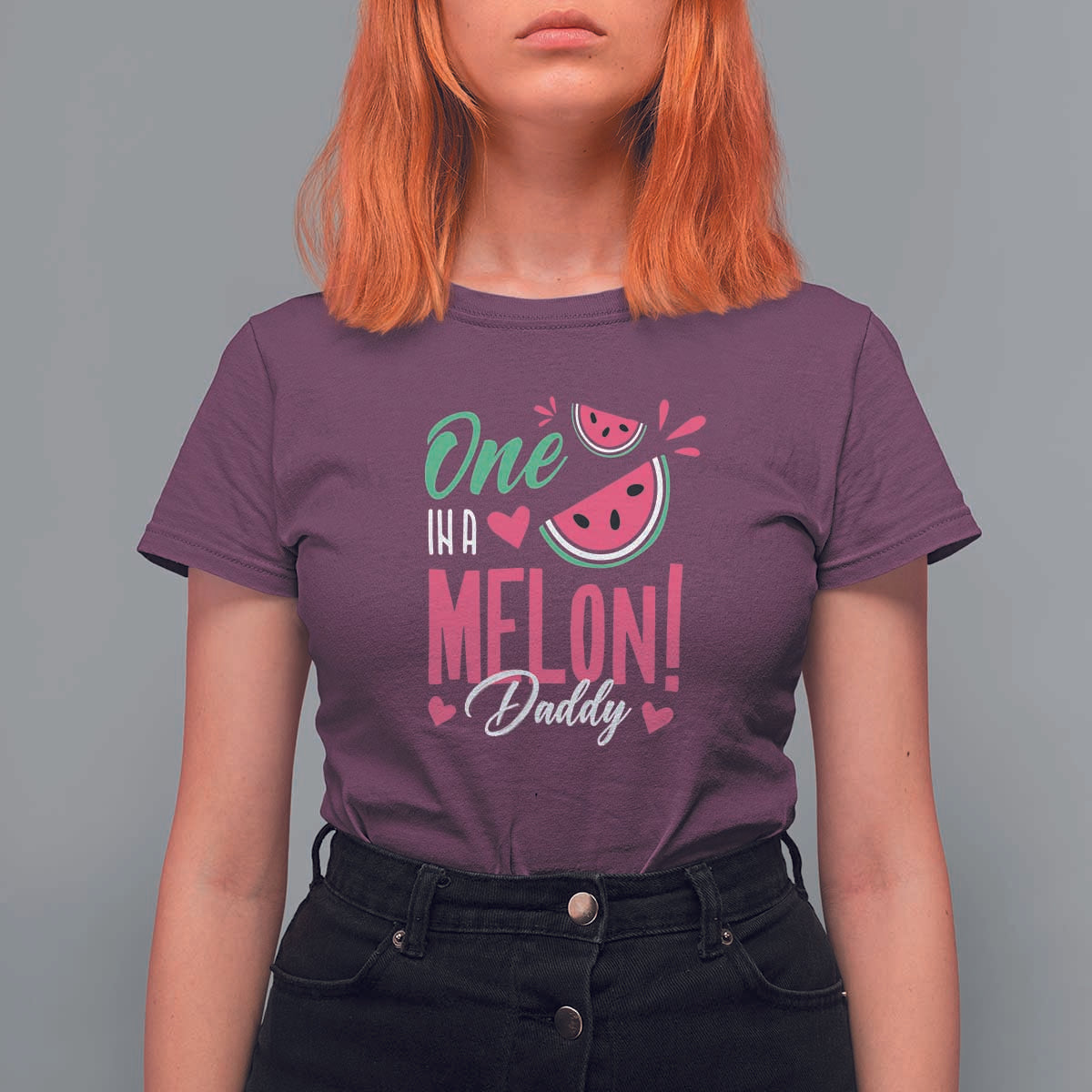 Dad T Shirt For Women One In A Melon Daddy Birthday Funny Watermelon Summer Vacation - Wonder Print Shop