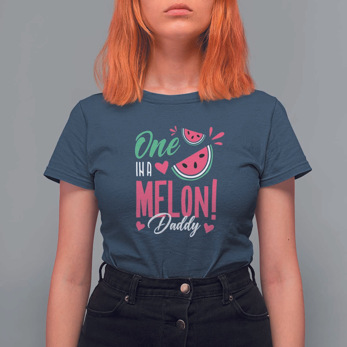 Dad T Shirt For Women One In A Melon Daddy Birthday Funny Watermelon Summer Vacation - Wonder Print Shop