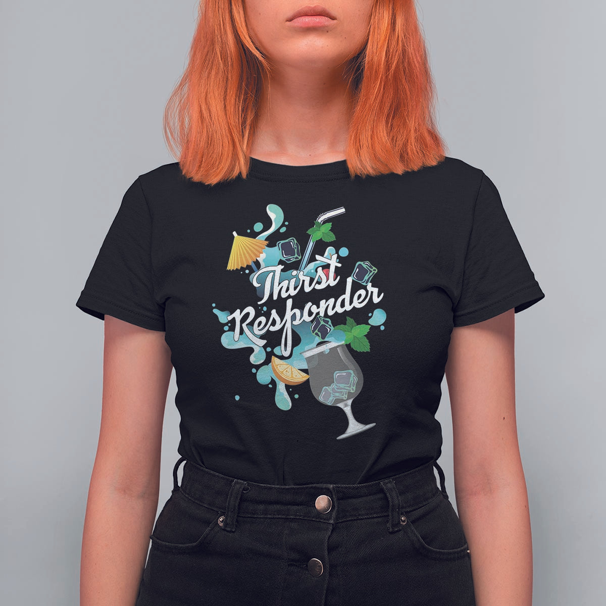 Cocktail Lover T Shirt For Women Thirst Responder Funny Mixologists Bartender - Wonder Print Shop