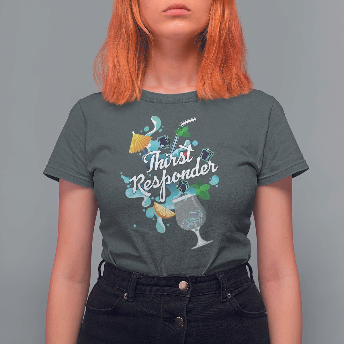 Cocktail Lover T Shirt For Women Thirst Responder Funny Mixologists Bartender - Wonder Print Shop