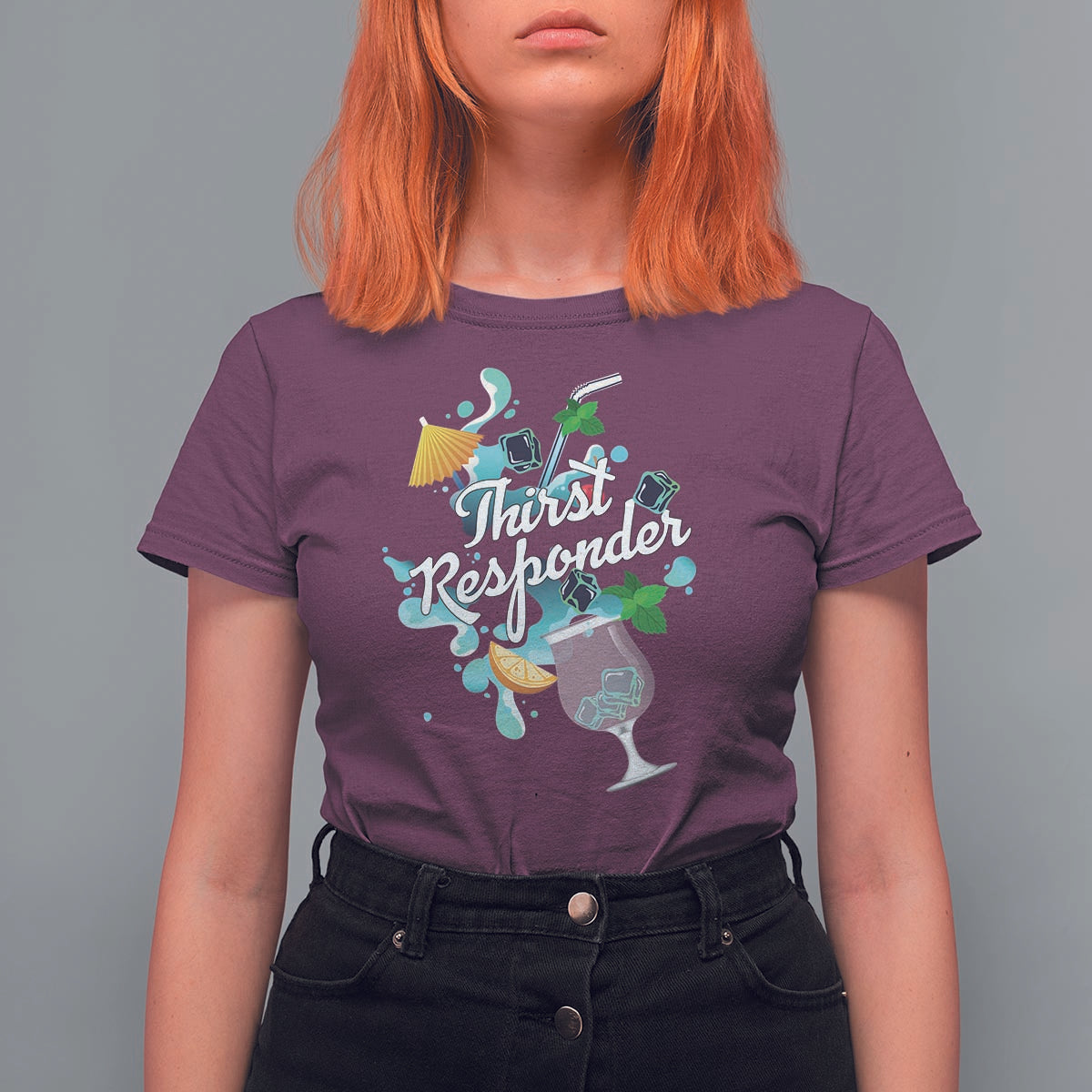 Cocktail Lover T Shirt For Women Thirst Responder Funny Mixologists Bartender - Wonder Print Shop