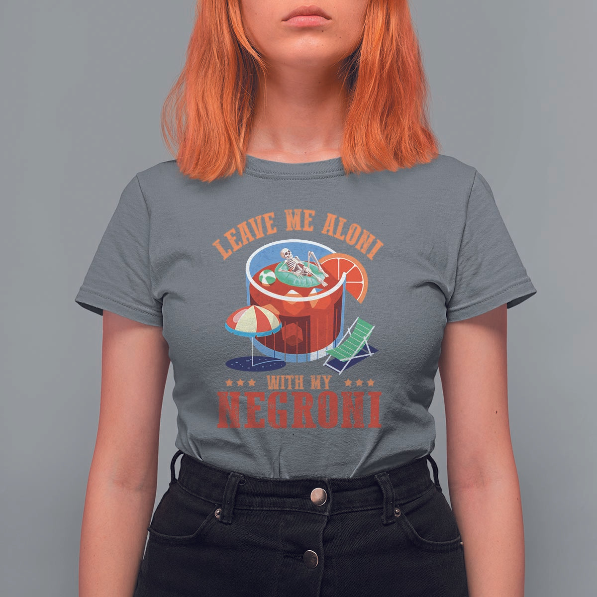 Negroni Cocktail T Shirt For Women Leave Me Aloni With My Negroni Drinker Drinking - Wonder Print Shop