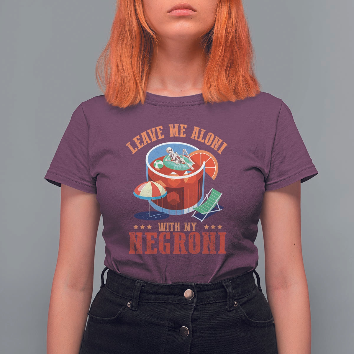 Negroni Cocktail T Shirt For Women Leave Me Aloni With My Negroni Drinker Drinking - Wonder Print Shop
