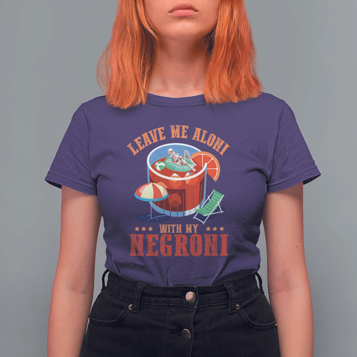 Negroni Cocktail T Shirt For Women Leave Me Aloni With My Negroni Drinker Drinking - Wonder Print Shop