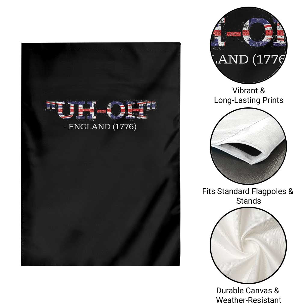 Funny Uh Oh England 1776 Garden Flag 4th Of July USA Grunge Union Jack Flag - Wonder Print Shop