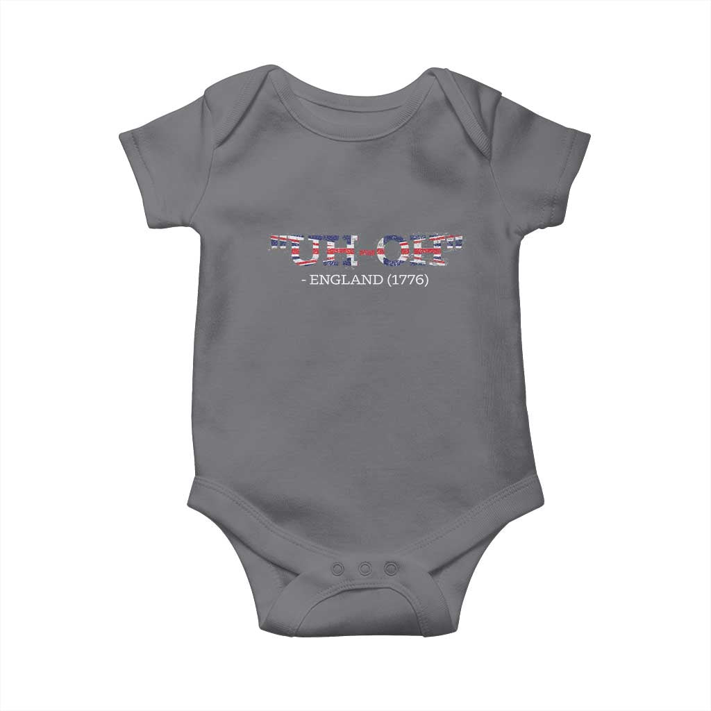 Funny Uh Oh England 1776 Baby Onesie 4th Of July USA Grunge Union Jack Flag - Wonder Print Shop