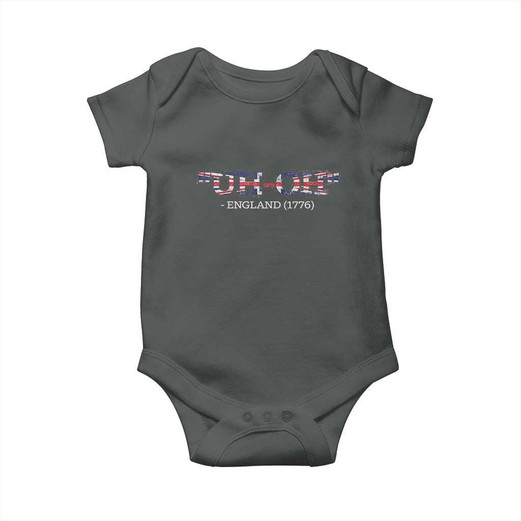 Funny Uh Oh England 1776 Baby Onesie 4th Of July USA Grunge Union Jack Flag - Wonder Print Shop