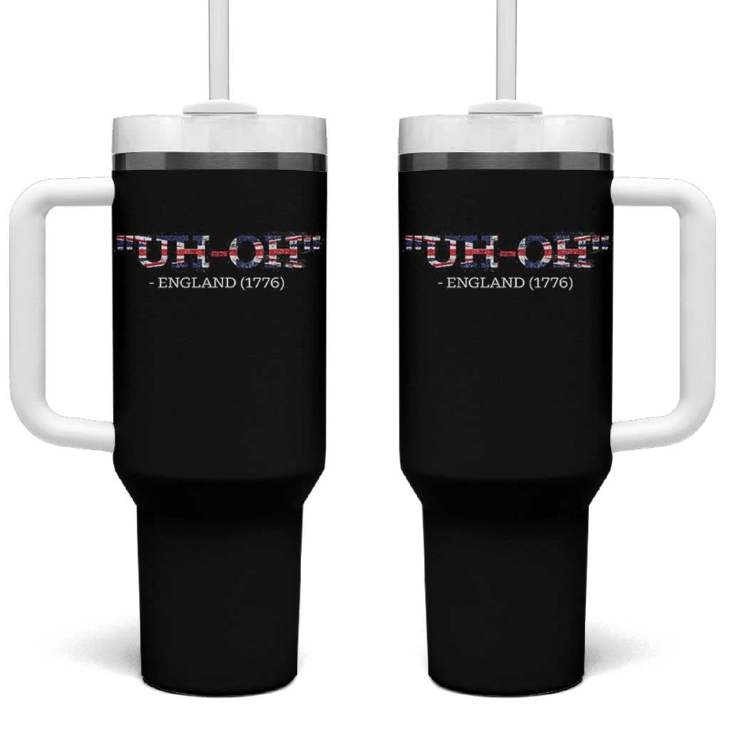 Funny Uh Oh England 1776 Tumbler With Handle 4th Of July USA Grunge Union Jack Flag - Wonder Print Shop