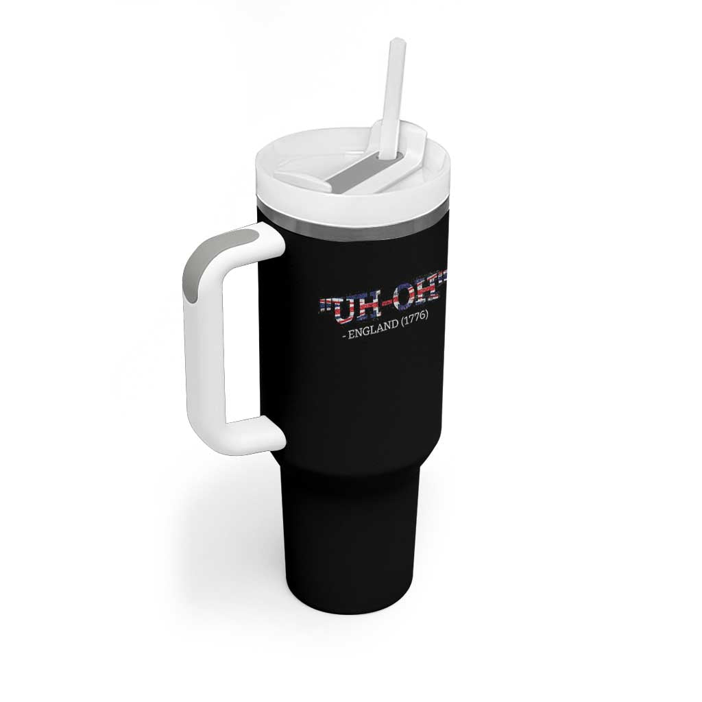 Funny Uh Oh England 1776 Tumbler With Handle 4th Of July USA Grunge Union Jack Flag - Wonder Print Shop