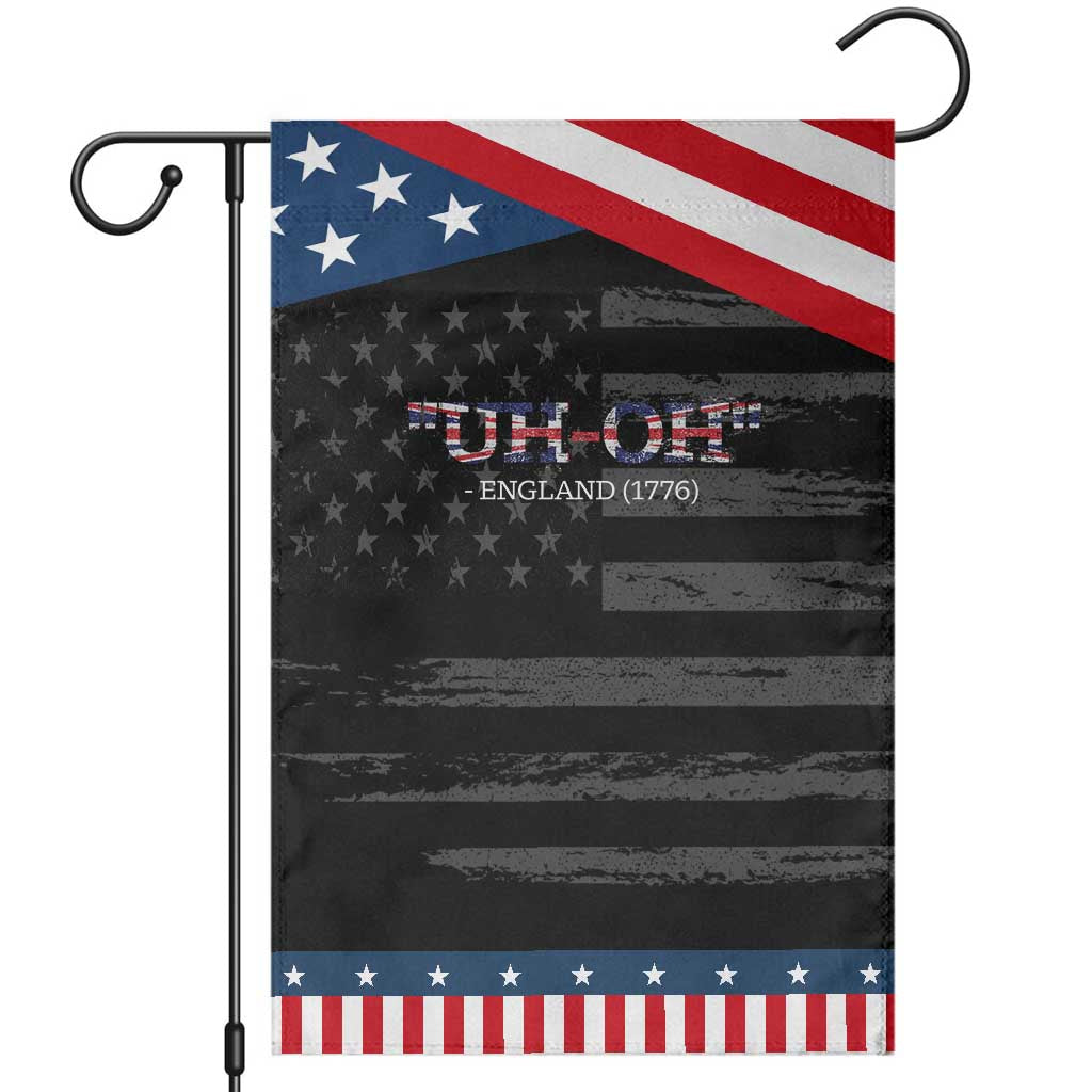 Funny Uh Oh England 1776 Garden Flag 4th Of July USA Grunge Union Jack Flag