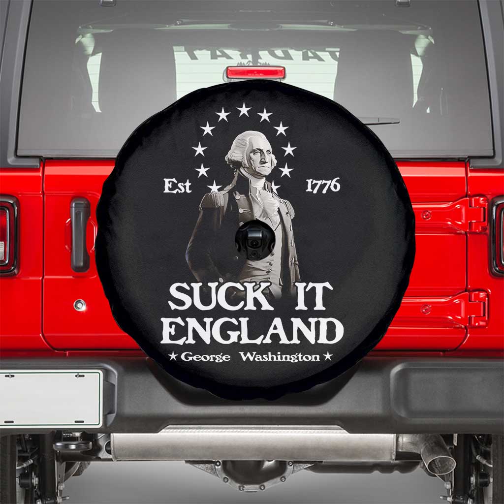 Funny Suck It England Spare Tire Cover 4th of July 1776 George Washington - Wonder Print Shop