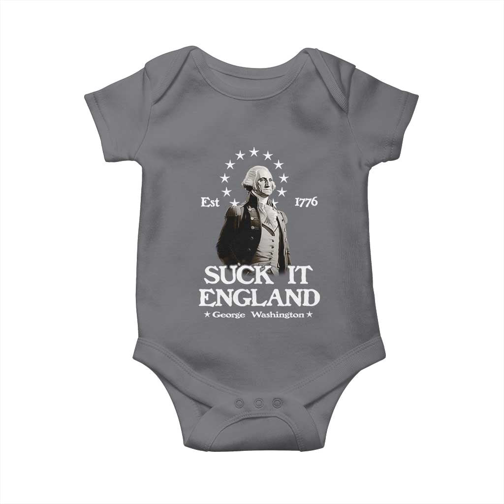 Funny Suck It England Baby Onesie 4th of July 1776 George Washington - Wonder Print Shop