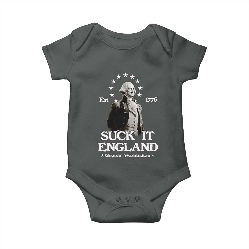 Funny Suck It England Baby Onesie 4th of July 1776 George Washington - Wonder Print Shop