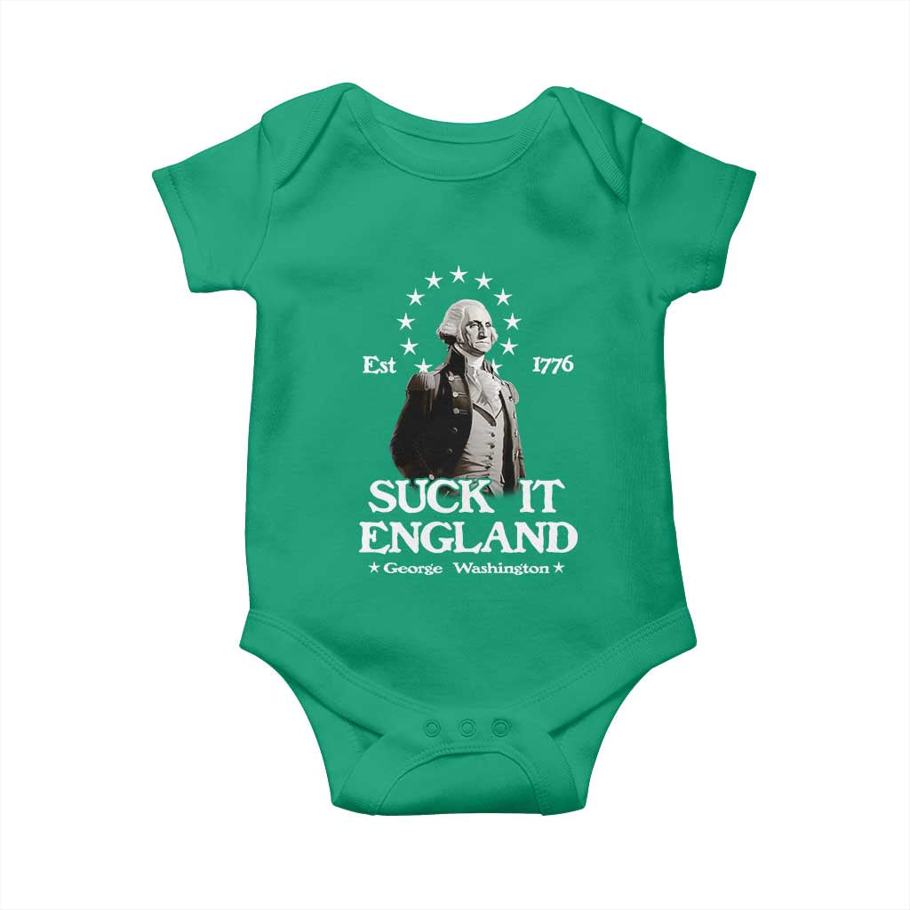 Funny Suck It England Baby Onesie 4th of July 1776 George Washington - Wonder Print Shop