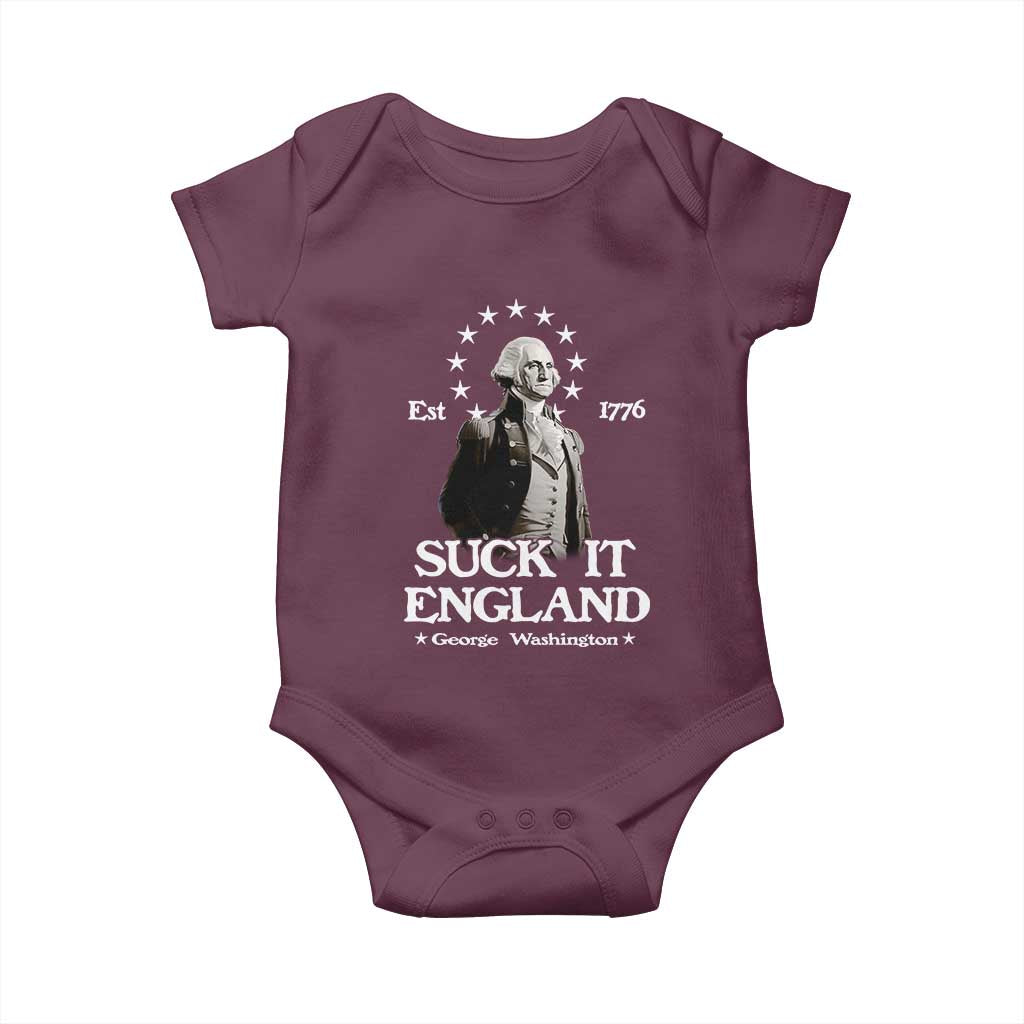 Funny Suck It England Baby Onesie 4th of July 1776 George Washington - Wonder Print Shop