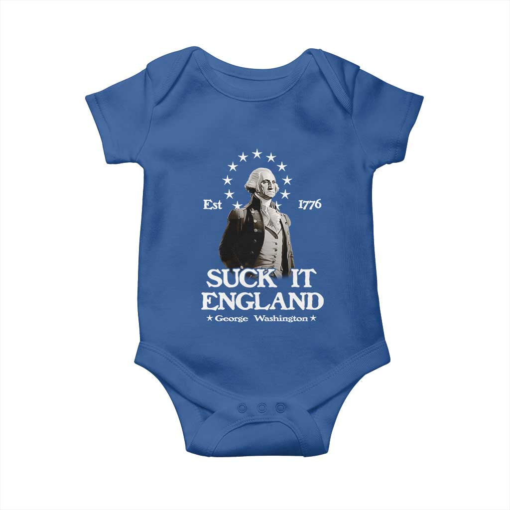 Funny Suck It England Baby Onesie 4th of July 1776 George Washington - Wonder Print Shop