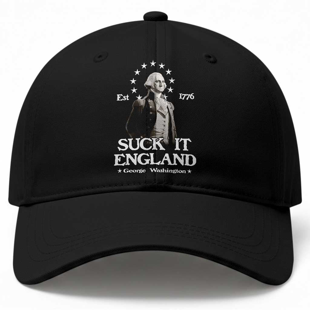 Funny Suck It England Baseball Cap 4th of July 1776 George Washington